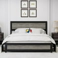 thumbnail image 5 of TROPOW King Size Bed Frame,with Headboard, Platform Metal Bed Frame with 4 Storage Drawers and Charge Station, Strong Metal Slats Support, No Box Spring Needed, Noise-Free Design, Washed Grey, 5 of 9