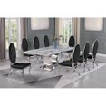 thumbnail image 2 of Silver Stainless Steel 9 Piece Dining Set with Marble Table and Black Chairs, 2 of 4