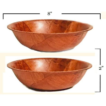 

Wooden Woven Round Salad Bowl Woven Wood Snack Bowl (8 -Inch Set of 6) Mixing Bowl