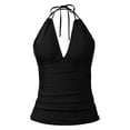 thumbnail image 5 of Hessimy Women's Halter Tankini Top No Bottom V Neck Swim Top Tummy Control Bathing Suit Top(Black,S), 5 of 5