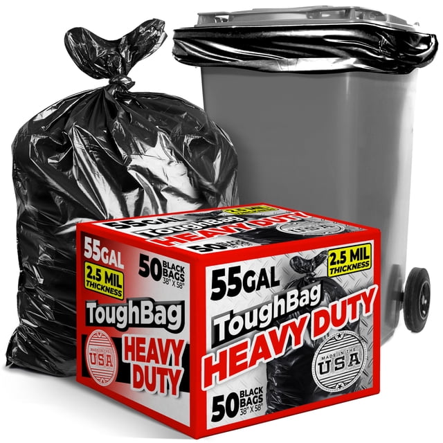 Bolsas de basura ToughBag de 55 galones y 2.5 mil Contractor, 50 unidades