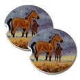 thumbnail image 1 of KuzmarK Sandstone Car Drink Coaster (set of 2) - Mustang Mare and Foal Wild Horse Art by Denise Every, 1 of 1