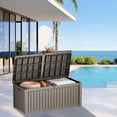 thumbnail image 6 of Decksplore 150 Gallon Large Outdoor Storage XL Deck Box w/Divider for Patio Furniture,Outdoor Cushions, Garden Tools, Sports Equipment and Pool Supplies, Waterproof, Resin, Lockable Coffee, 6 of 13