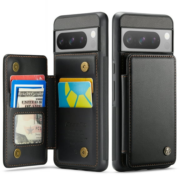 for Google Pixel 8 Pro Case with Card Holder, Wallet Case for Women Men with RFID Blocking, Durable Leather Kickstand Magnetic Clasp Shockproof Phone Case for Google Pixel 8 Pro