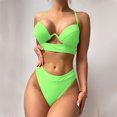 thumbnail image 6 of Ytdscs Women's Cutout Bikini Swimsuits 2PCS Sets Solid Colour Swimwear Outfits Summer Halter Tops Bathing Suits, 6 of 9