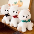 thumbnail image 3 of Peluche de Pomerania de 23 cm con collar de lazo y ojos 3D: muñeco de cachorro de peluche suave y lindo para decoración del hogar y regalo de cumpleaños, 3 of 7