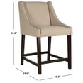 thumbnail image 4 of SAFAVIEH Dylan Modern Linen Espresso Rubberwood Counter Stool, Beige, 4 of 7