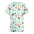 thumbnail image 4 of Xfvqtps Christmas Scrub Tops for Women Soft V-Neck Scrubs Comfortable Nursing Uniforms Christmas Printed Short Sleeve Top Protective Clothing Working Uniforms with Pockets Green, 4 of 5