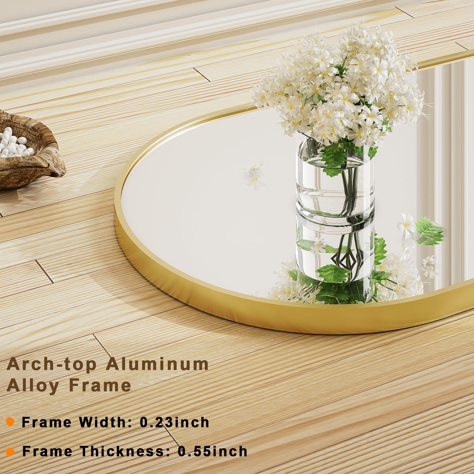 BEAUTYPEAK 59"x 16" Full Length Mirror Arched Standing Floor Mirror Full Body Mirror,Gold  (图2) BEAUTYPEAK 59"x 16" Full Length Mirror Arched Standing Floor Mirror Full Body Mirror,Gold  (图2)