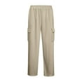 thumbnail image 3 of Men’s Casual Loose Fit Waffle Knit Cargo Pants with Drawstring Waist and Multiple Pockets for Everyday Wear, 3 of 4