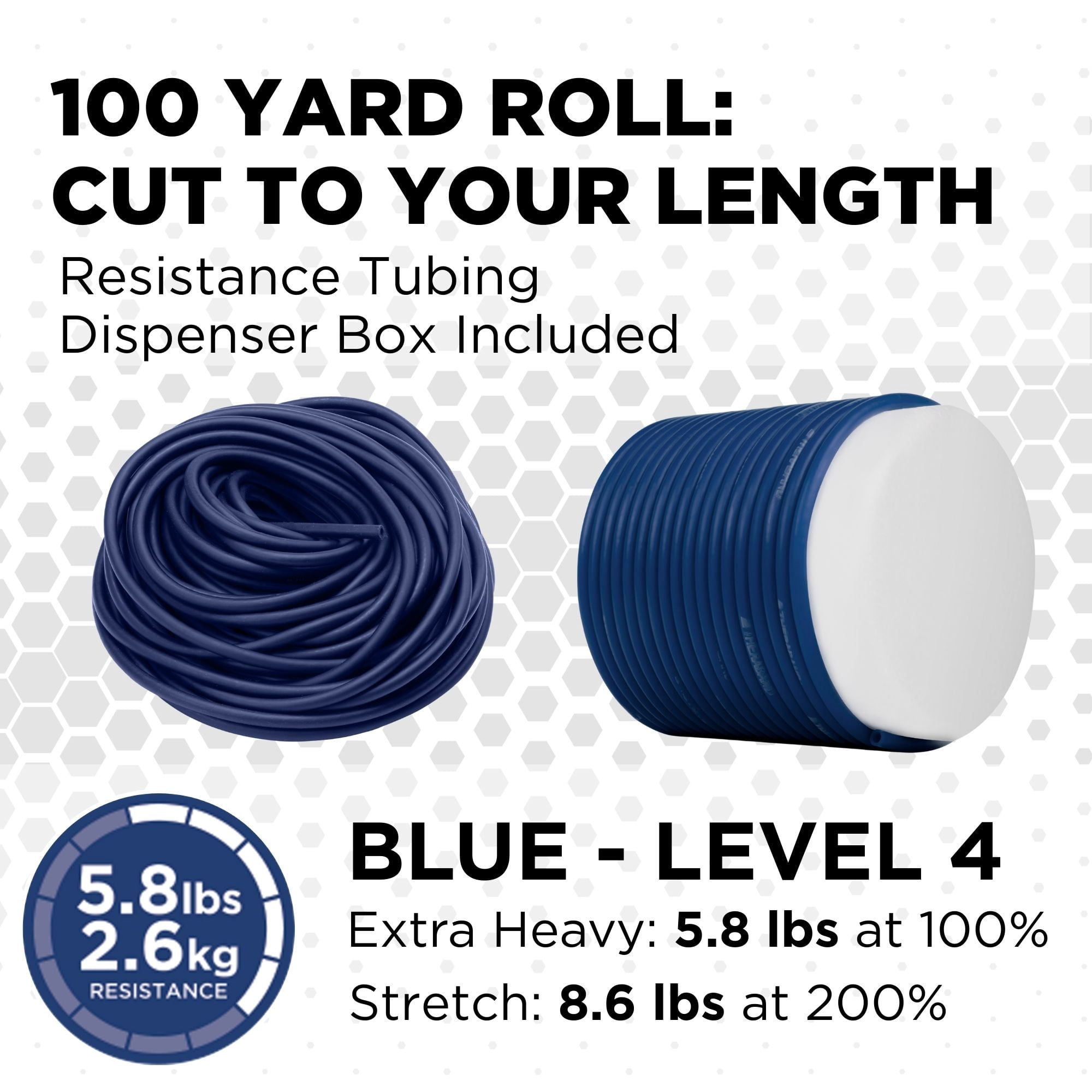 THERABAND Resistance Tubes, 100 ft, Blue, Extra Heavy Thickness, 5.8 lbs Resistance, Level 5