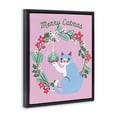 thumbnail image 3 of Stupell Industries Cottage Merry Christmas Pink Cat Black Floating Frame Canvas Art, 17 x 21, by Riley Hutchens, 3 of 8