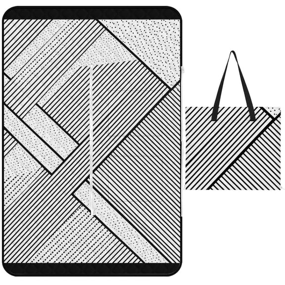 Colored Grid Geometry Picnic Blanket Waterproof Outdoor Beach Blanket Hand-held Pad Suitable for Travel, Camping, Beach, Family Gatherings