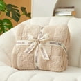 thumbnail image 2 of Snuggle Sac Faux Fur Checkered Throw Blanket, Fluffy Feather Yarn Blend Bedding Blankets for Couch or Bed, 2 of 4