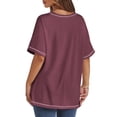 thumbnail image 3 of MOSHU Oversized T Shirts for Women Quilting Stitching Womens Shirts Classic Trendy Casual Tops, 3 of 7