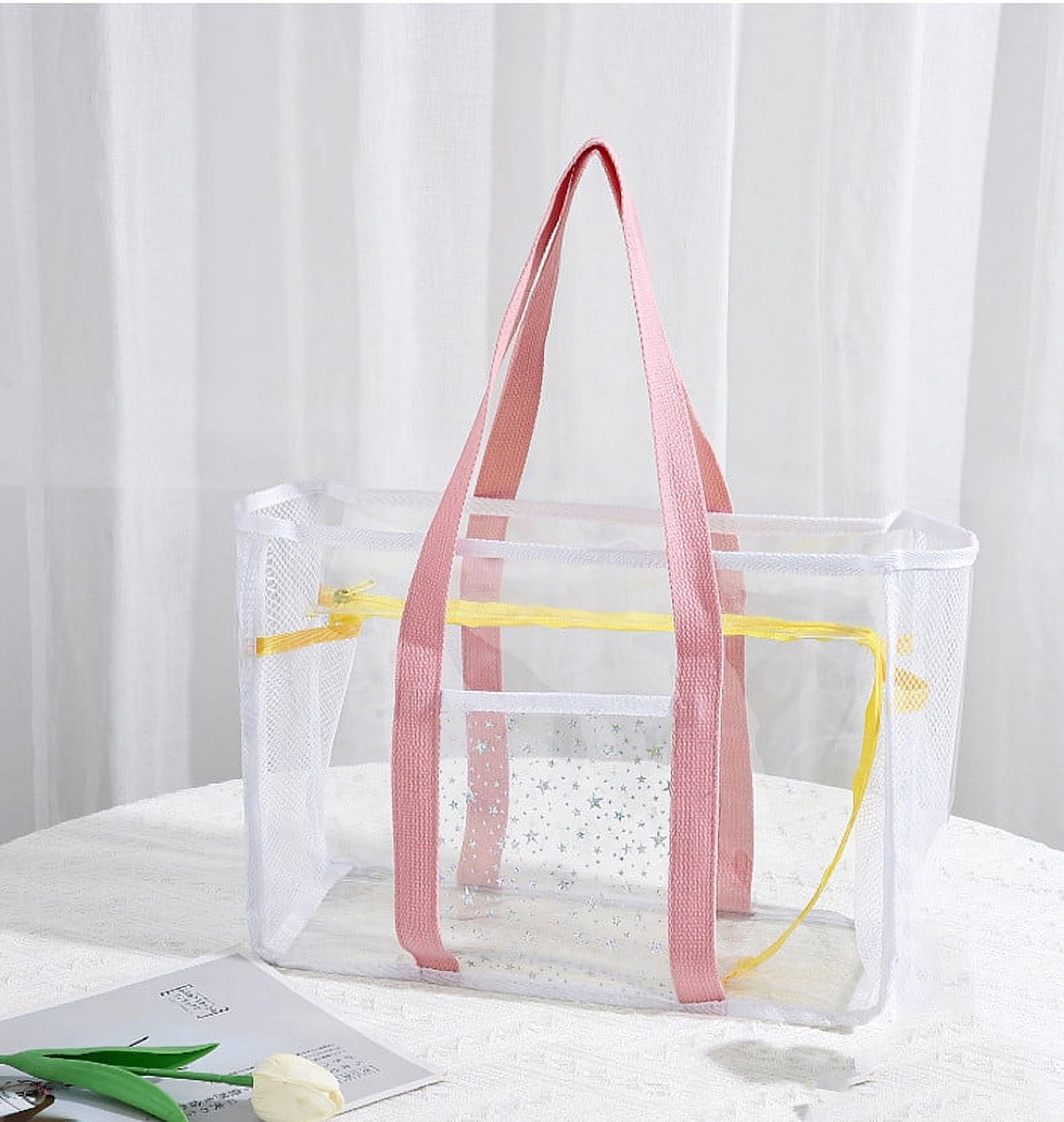 TERGAYEE Clear Beach Bag Vinyl PVC Large Tote Sandproof for Stadium Outdoor Use Swim Pool Women s Beach Bags Walmart