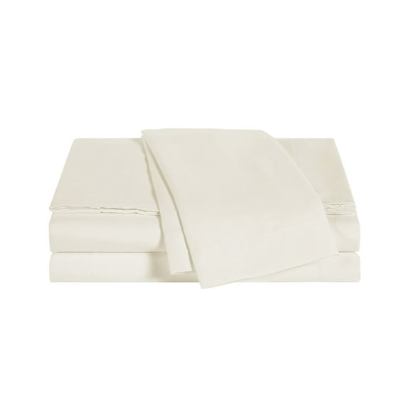 Sunham Wellbeing Oxywash Solid 300 Thread Count King Sheet Set, Cream