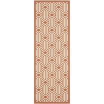 SAFAVIEH Courtyard Brody Geometric Indoor/Outdoor Runner Rug, Beige/Terracotta, 2'3" x 6'7"