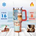 thumbnail image 4 of 40oz Pioneer Colorful Floral Stainless Steel Flip Straw Tumbler with Lid and Straw Spill Proof Travel Cup Double Wall Vacuum Insulated Coffee Mug with Handle Red, 4 of 7