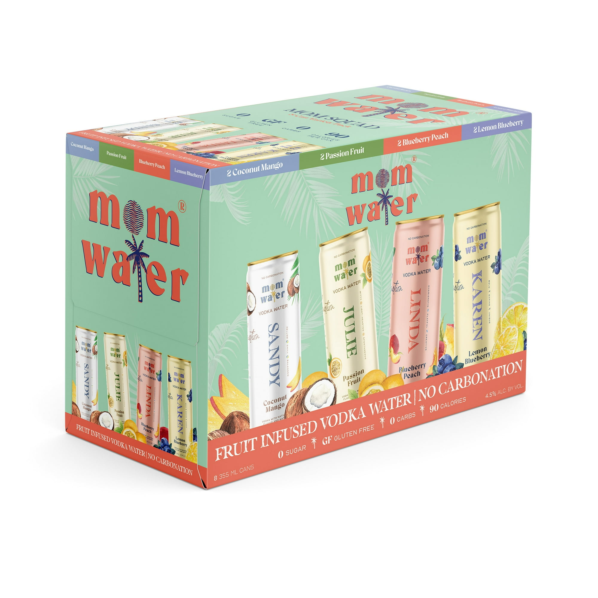 Mom Water Mom Squad Mixed Flavors Flavored Alcoholic Beverage, 12 fl oz Can, 4.5% ABV