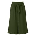 thumbnail image 6 of Audhol Gaucho Pants for Women Pants for Women Elastic Waisted Wide Leg Pants Casual Trousers with Pockets Trendy Loose for Work Wide Leg Capri Pants for Women Green L, 6 of 6