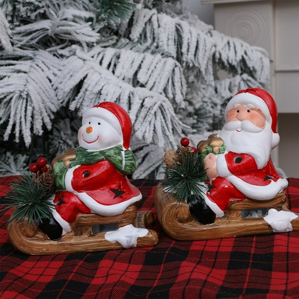 Illuminado de Navidad, Silla de nieve con muñeco de nieve, Lámpara de escritorio para decoración interior y exterior, Adecuado para dormitorios, Oficinas, Exterior, Cerámico, Iluminación LED,