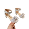 thumbnail image 3 of Eltusu Girls Sandals, Open Toe No Slip Low Heels Princess Dress Shoes Silver Size 2(Big Kids), 3 of 9