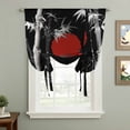 thumbnail image 2 of Black White Botanical Tie Up Curtains for Windows, Adjustable Balloon Window Shades, Red Moon Ink Wash Art Classic Kitchen Window Treatments Adjustable Roll Up Curtain for Basement/Nursery 52"x45", 2 of 8
