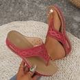 thumbnail image 6 of Crunowin Women's Wedge Heel Flops, Plus Size Beach Style Sparkly Design Warm Weather Sandals Red, 6 of 8