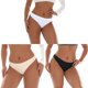 thumbnail image 1 of 3 piezas de bragas de cintura baja para mujer, transpirables, de nailon y licra, color puro, con forro de algodón, color mixto, talla XL, 1 of 12