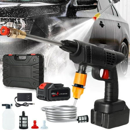 Byseng Cordless Pressure Washer, 500PSI Portable Cordless Powerful Washer with 48Vh Rechargeable Battery 5m Water Pipe