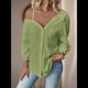 thumbnail image 4 of Blusa Asimétrica con Hombros Descubiertos y Larga Abotonada para Mujer, Color Amarillo y Verde, Talla XL, 4 of 6