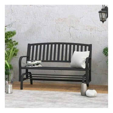 4 Ft. Steel Patio Garden Glider Bench Patio Garden Glider Bench 2-Person Loveseats Outdoor Furniture Park Bench