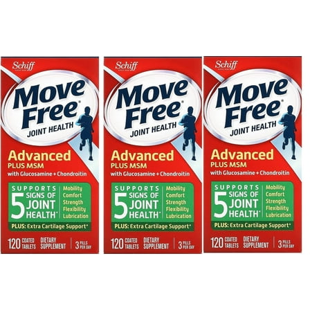 Schiff Move Free Advanced Joint Health with Glucosamine & Chondroitin Tablets, 120 Ct, 3 Pack