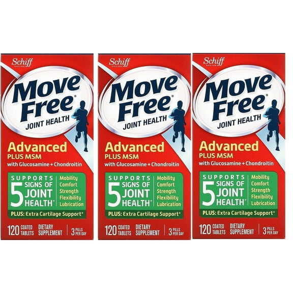 Schiff Move Free Advanced Joint Health with Glucosamine & Chondroitin Tablets, 120 Ct, 3 Pack