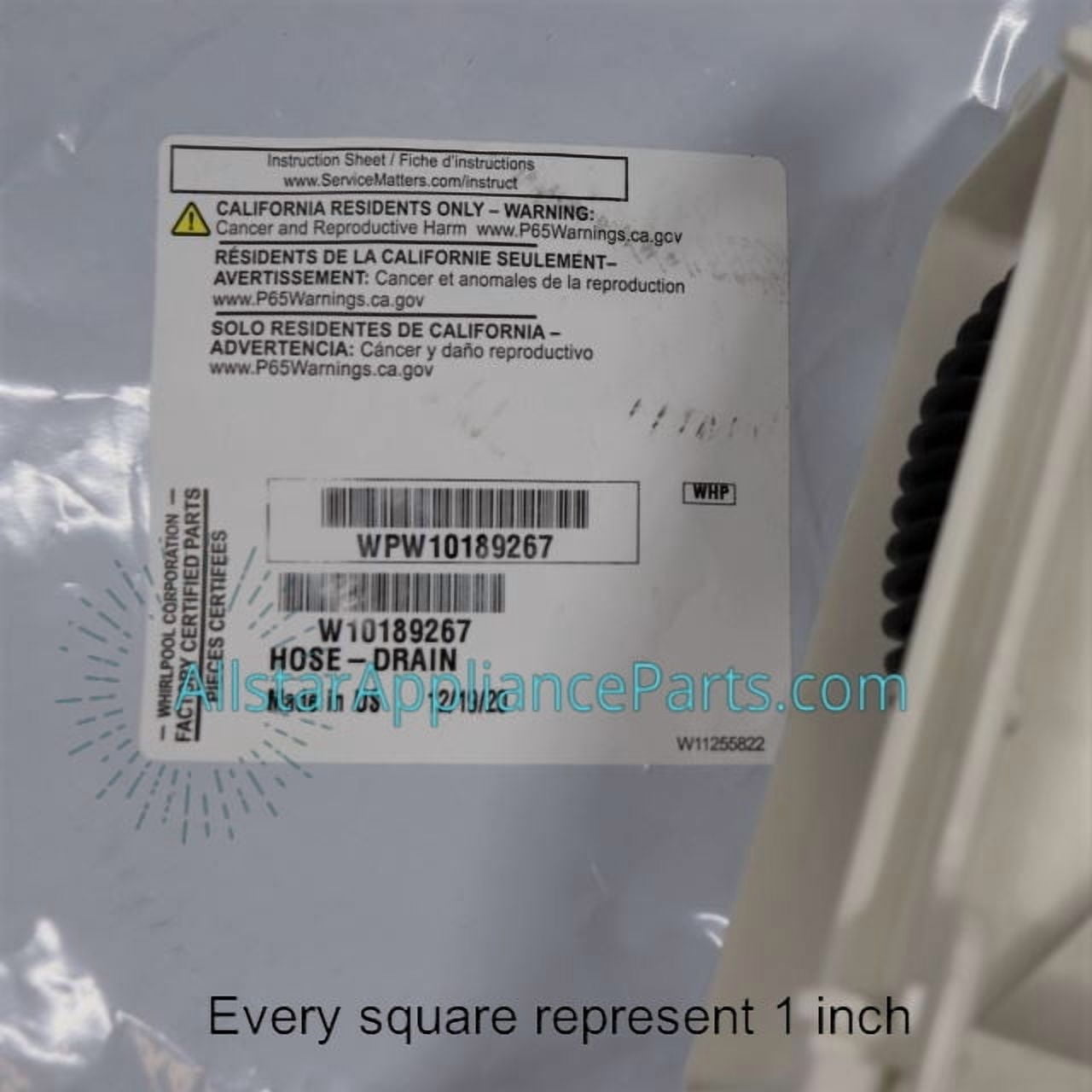 Whirlpool Washing Machine Drain Hose WPW10189267