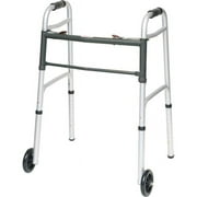 Roscoe Medical WKAAW2B 300 lb Two Button with Wheels Walker, Aluminum Adult - Case of 4