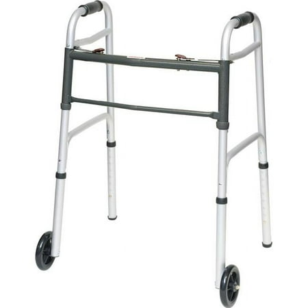 Roscoe Medical WKAAW2B 300 lb Two Button with Wheels Walker, Aluminum Adult - Case of 4