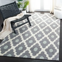 SAFAVIEH Chatham Wystan Geometric Wool Area Rug, Ivory/Dark Gray, 6' x 9'