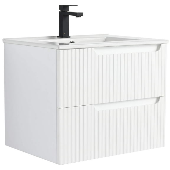 Citiscape Modern Bathroom Vanity with Textured Drawer Fronts 24" Wide - White - Sink Included