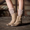 thumbnail image 3 of Calcetines cálidos para mujer Botas de lana tejidas para mujer Leggings cortos con rejilla de rombos, 3 of 6
