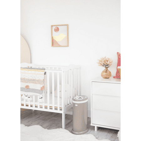 Ubbi Stainless Steel Diaper Pail, Odor Locking, No Special Bag Required, Award-Winning, Registry Must-Have, Taupe