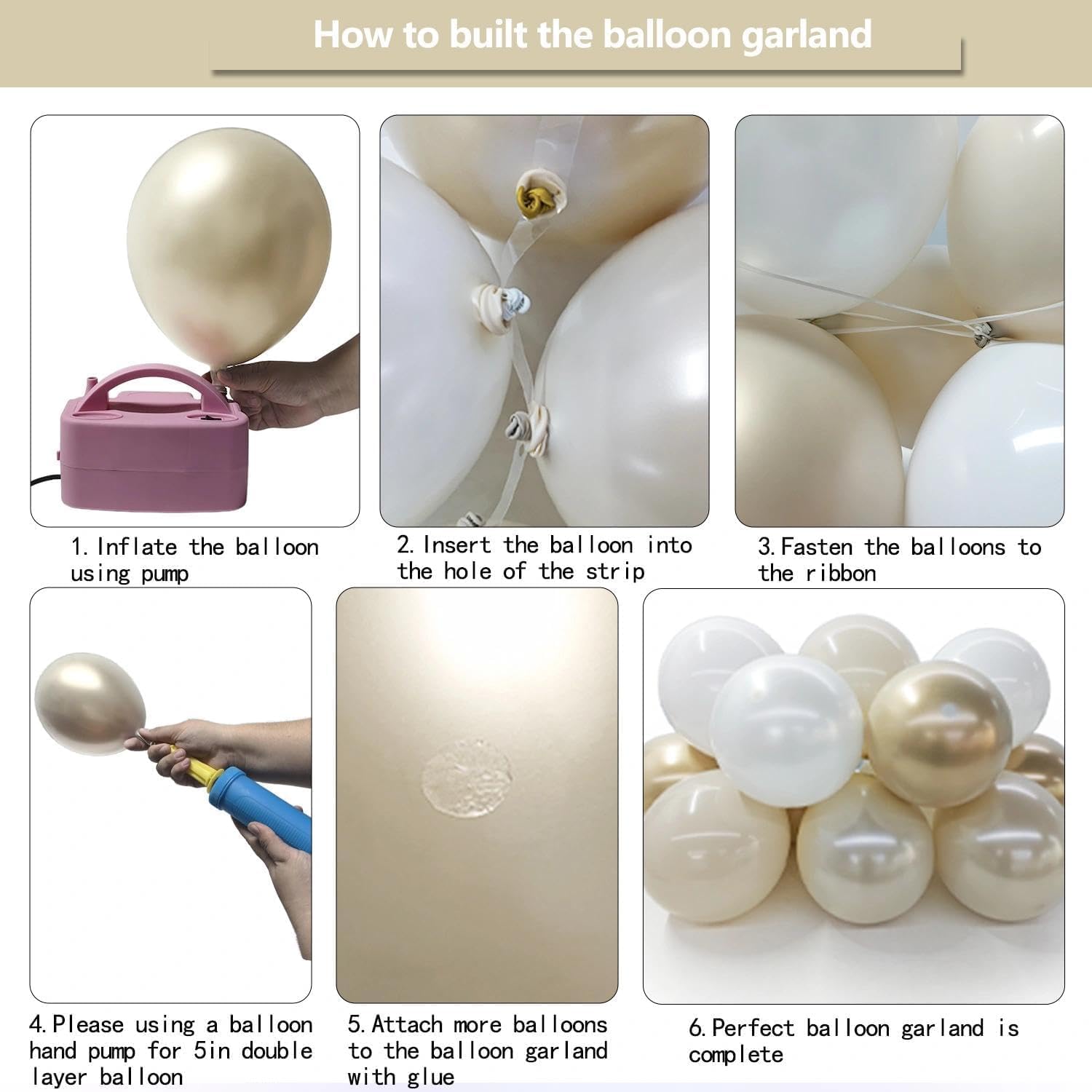 White Gold Balloon Arch Pearl White Sand Balloons Cream Beige Balloon Garland Kit for Boho Baby Showers Wedding Bridal Birthday Party Decorations