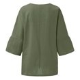 thumbnail image 5 of Pincandy Women's Fashion Summer V Neck Leisure Three-quarter Long Sleeve Plus Size Tops Gauze Split Side Casual Dressy Blouses Crew Neck Loose Tunic Tops,Army Green,XL, 5 of 5