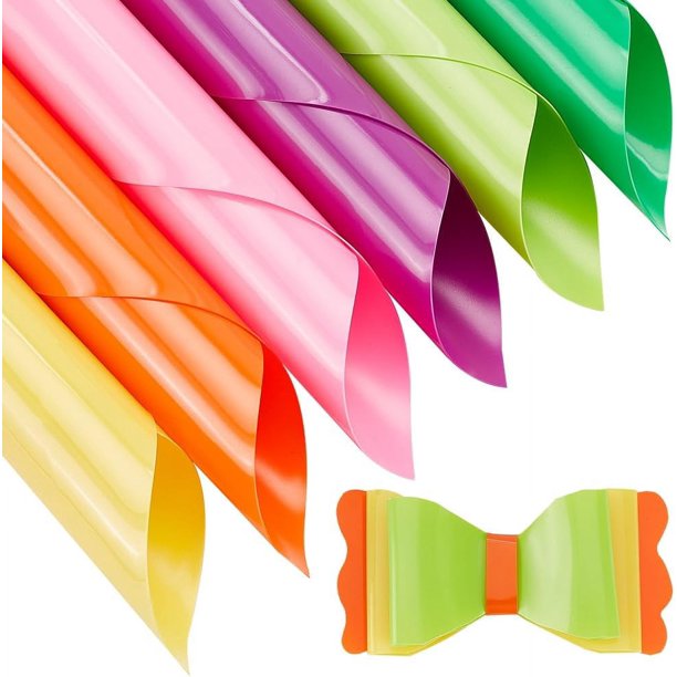6 láminas de PVC esmerilado en colores caramelo, con bordes ondulados. Láminas gruesas de PVC para gelatina, rectangulares y de color sólido, impermeables.