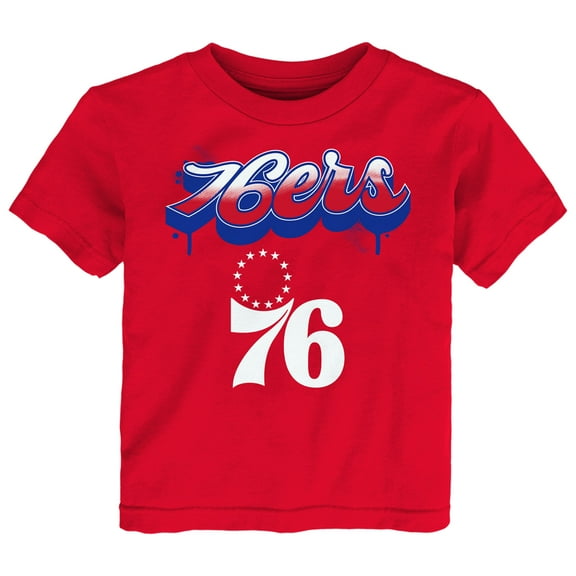Youth  Red Philadelphia 76ers Bubbly Script T-Shirt