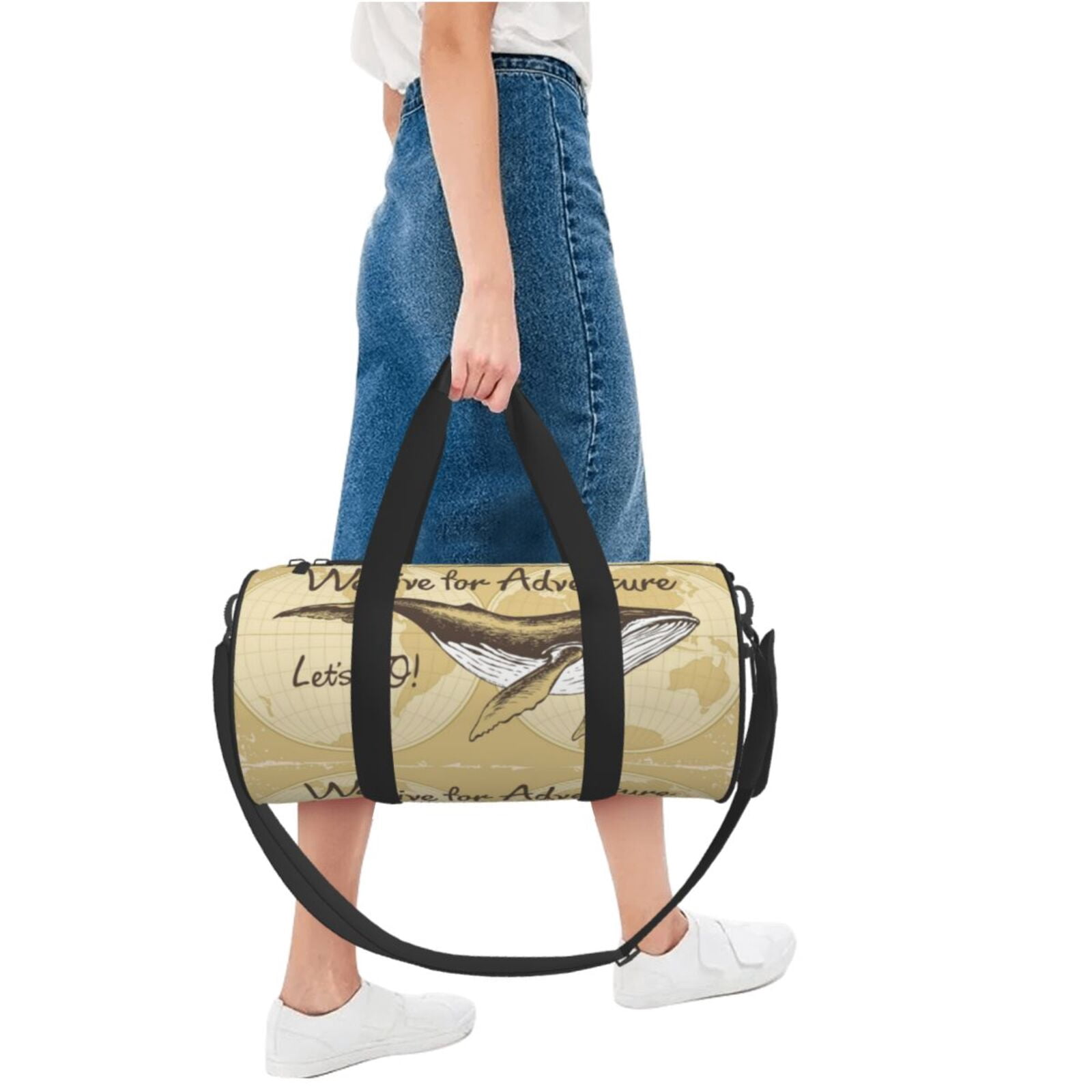 Vsdgher We Live for Adventure 45L Foldable Duffel Bag, Sports Gym Bag,Overnight Bag, Portable Weekender Bag for Airplanes