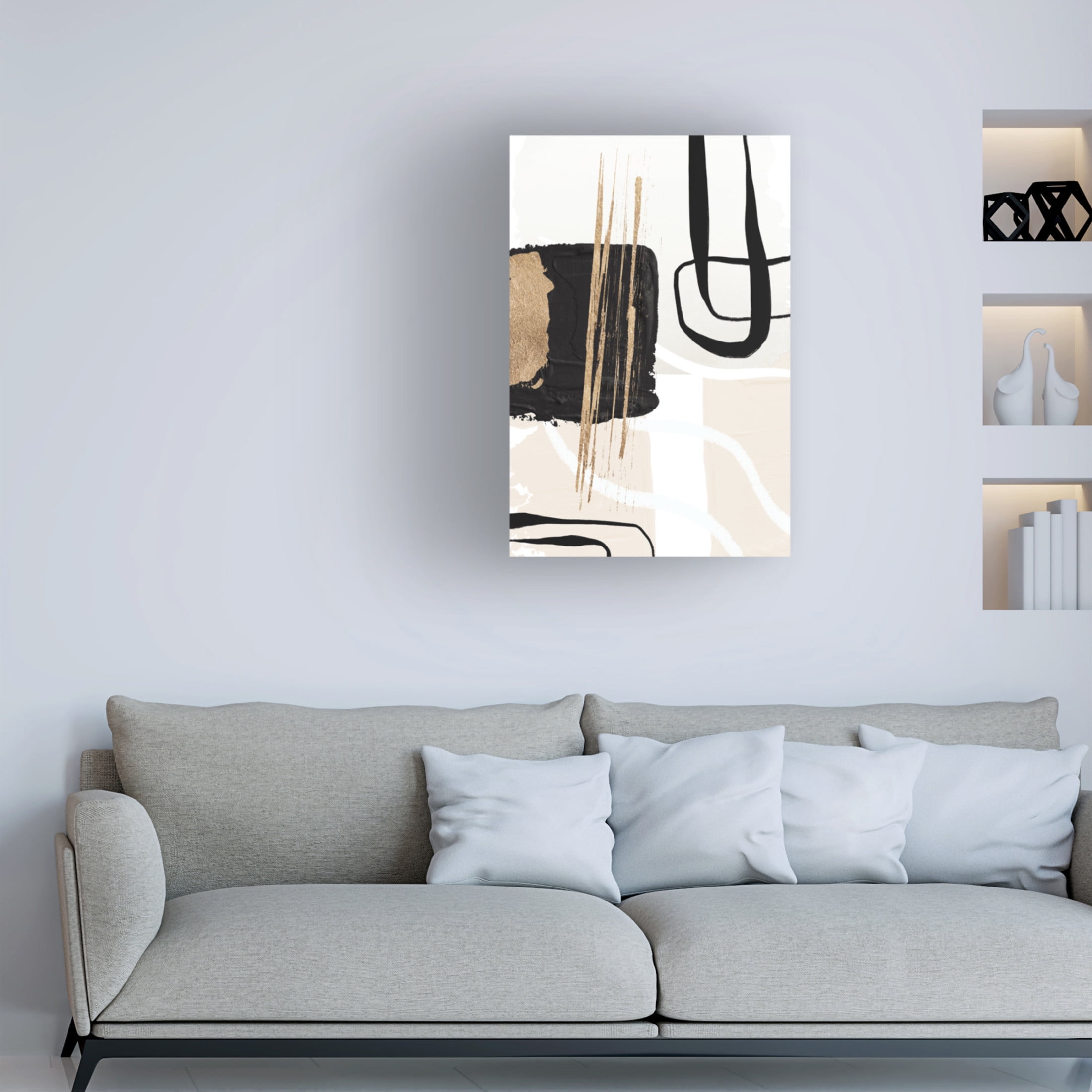 Trademark Fine Art Sally Ann Moss Abstract Black and Gold 5 Canvas Wall Art