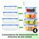 thumbnail image 2 of Organizador De Refrigerador,Recipientes para Alimentos,Juego de 4 Recipientes Hermeticos,Contenedor de Comida con Tapadera,Refractarios para Cocina,Horno,Refrigerador Congelador, 2 of 4