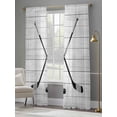 thumbnail image 4 of Ice Hockey Semi Sheer Window Curtains 96 Inches Long, Farmhouse Rustic Ball Sport Game Wooden Grain Rod Pocket Voile Silky Chiffon Curtain Light Filtering Drapes for Living Room, 52"x96", 2 Panels, 4 of 9